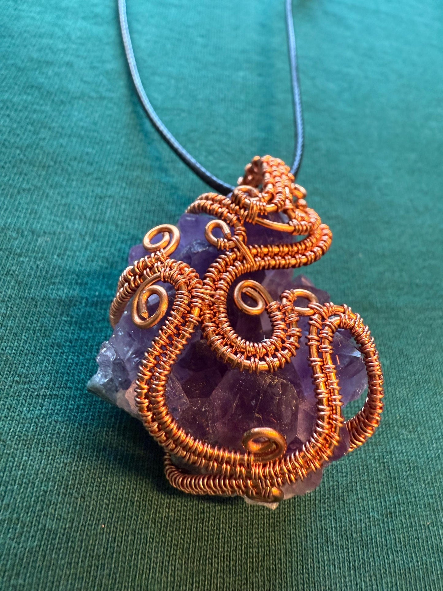 Amethyst Crystal Cluster Pendant (includes free cord necklace)