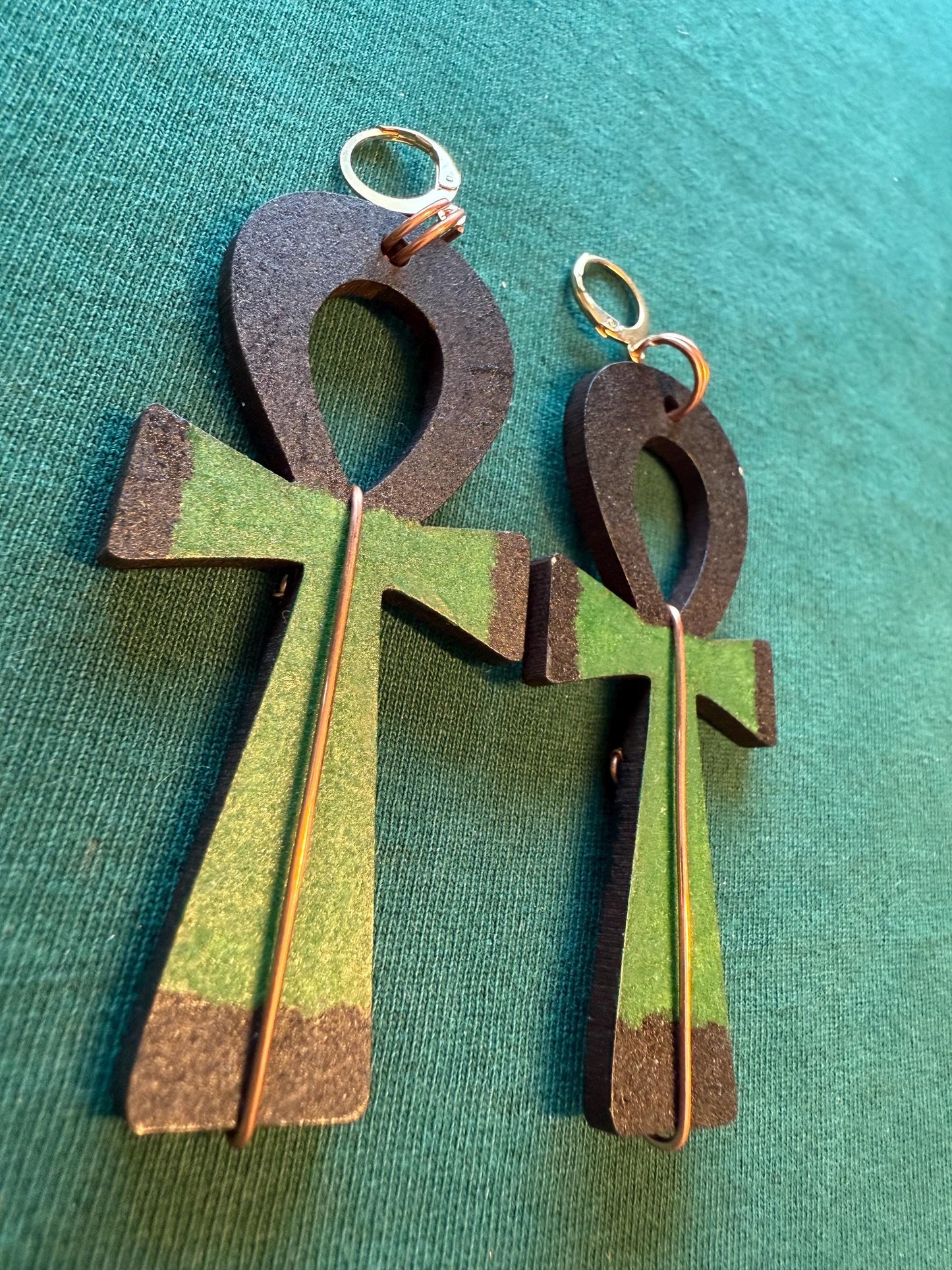 Copper Wire Wrapped Ankh Earrings