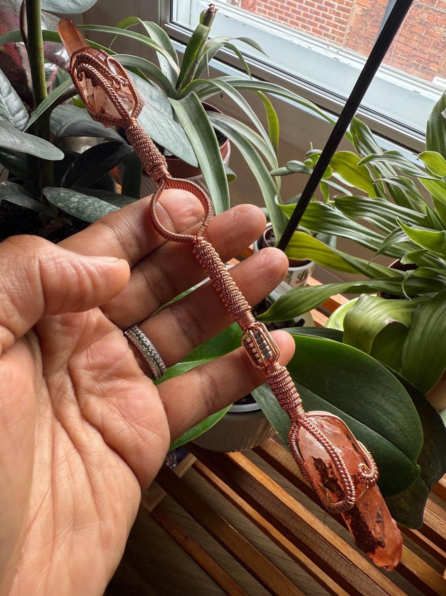 Ferruginous Quartz Wand/spinner with Neo Magnets