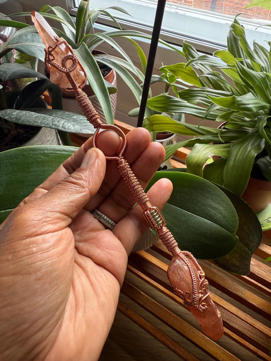 Ferruginous Quartz Wand/spinner with Neo Magnets