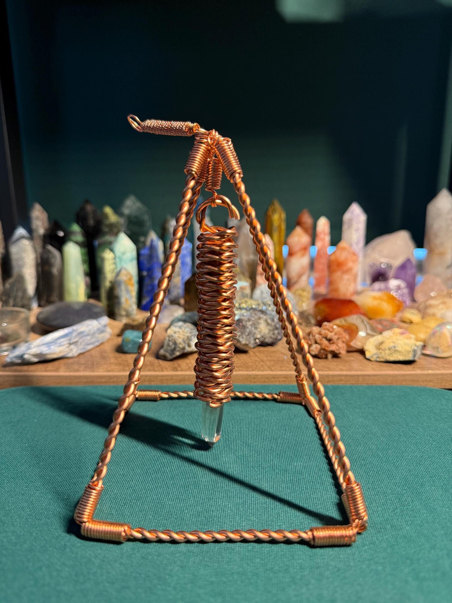 Handmade Copper Pyramid Dowser: Quartz Pendulum, Energy Healing Tool