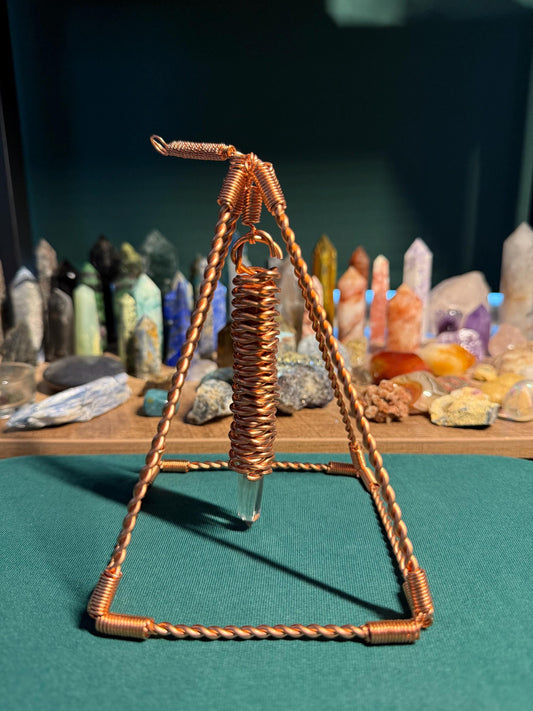 Handmade Copper Pyramid Dowser: Quartz Pendulum, Energy Healing Tool