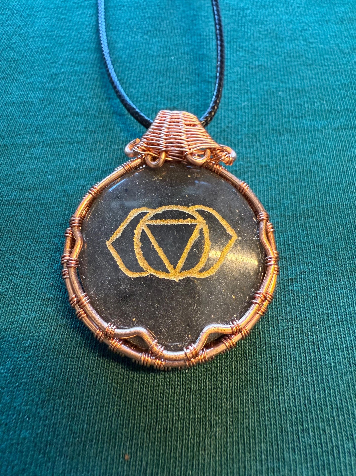 Copper wire wrapped Chakra Pendants (includes free cord necklace) SOLD SEPARATELY