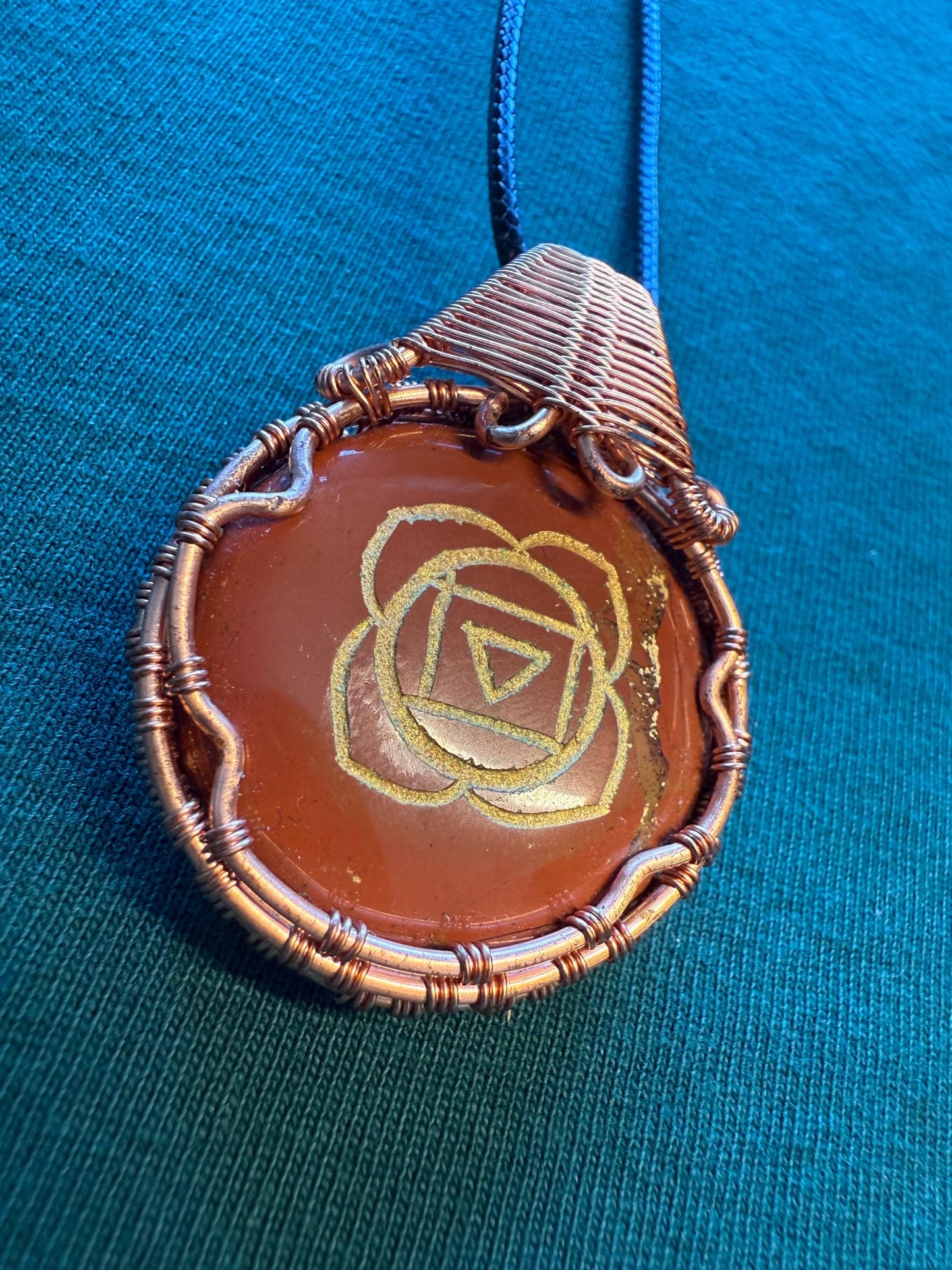 Copper wire wrapped Chakra Pendants (includes free cord necklace) SOLD SEPARATELY