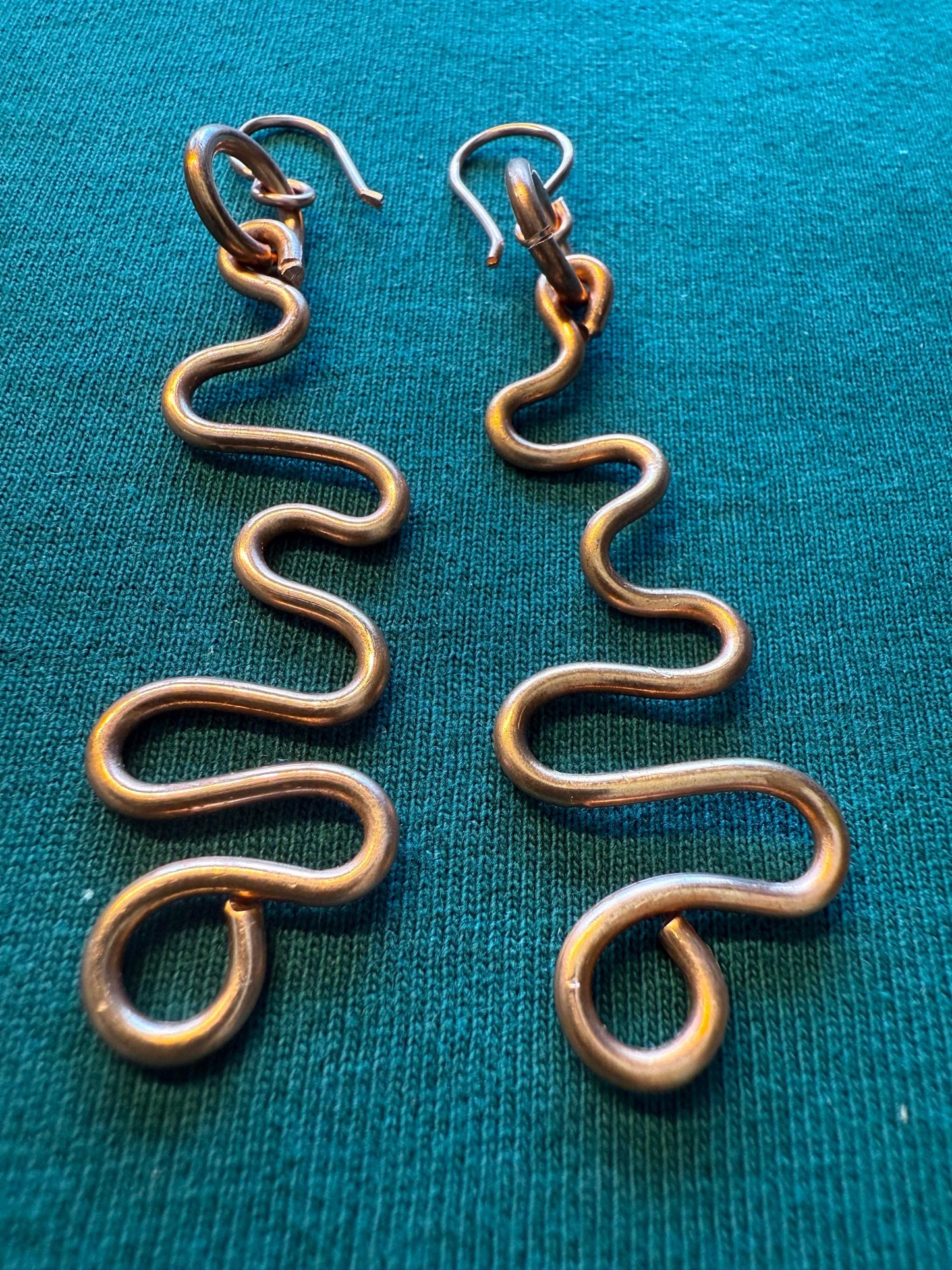 Copper Dangle Drop Ankh Earrings