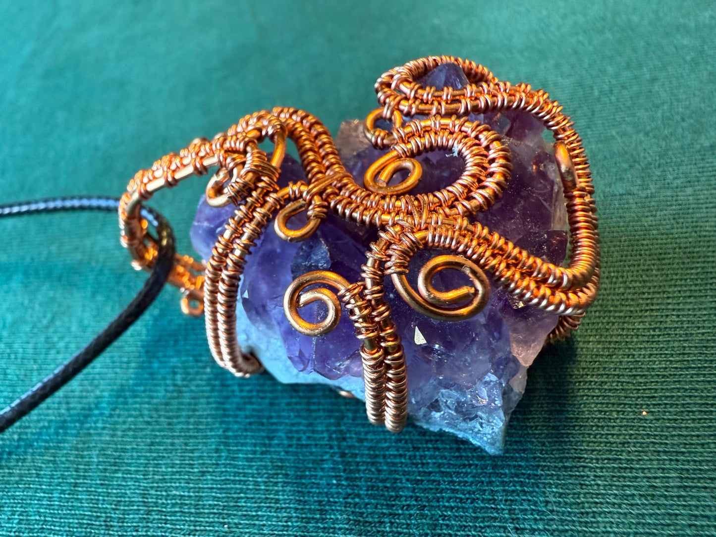 Amethyst Crystal Cluster Pendant (includes free cord necklace)