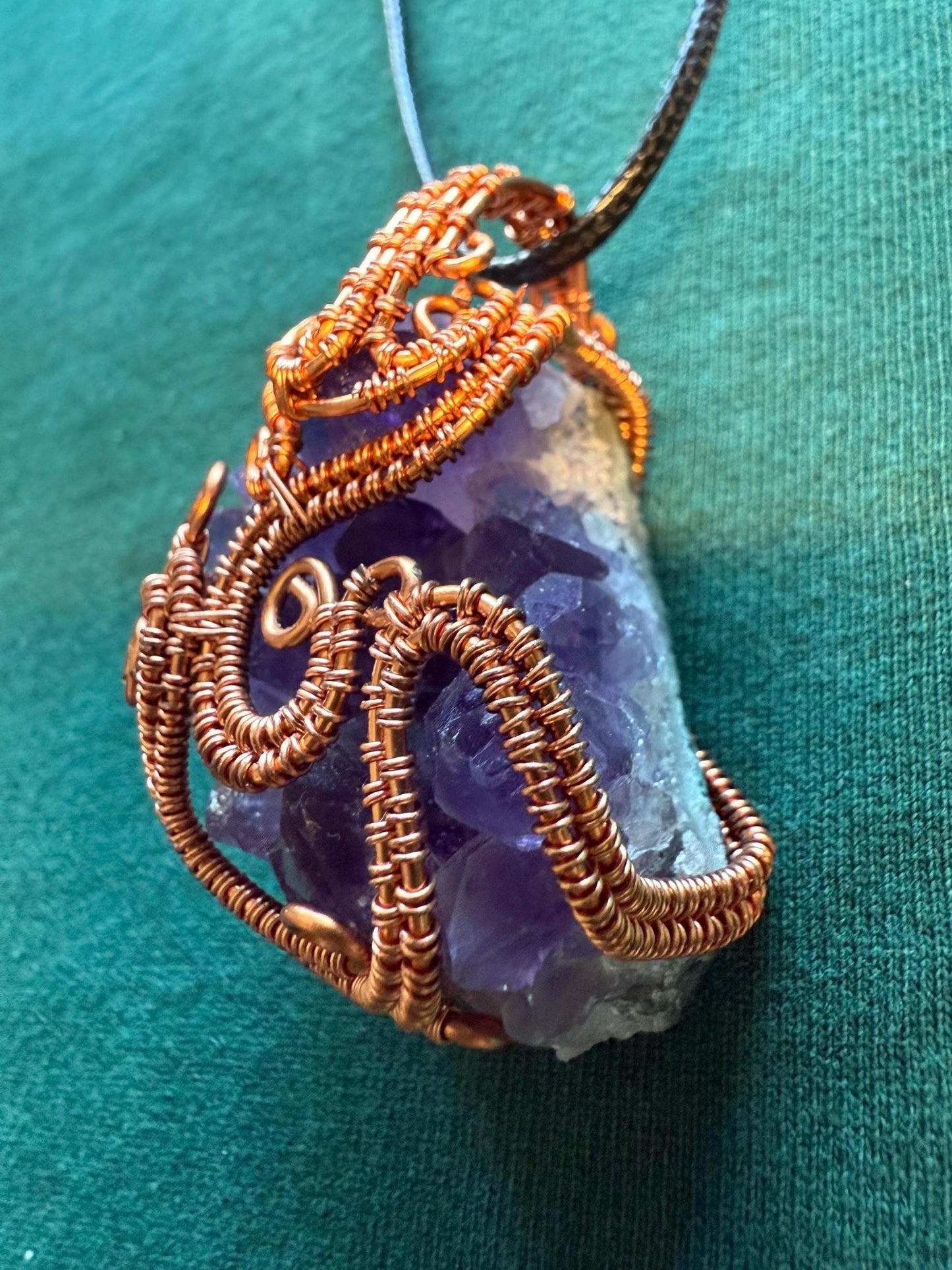 Amethyst Crystal Cluster Pendant (includes free cord necklace)
