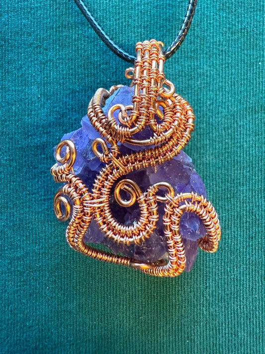 Amethyst Crystal Cluster Pendant (includes free cord necklace)