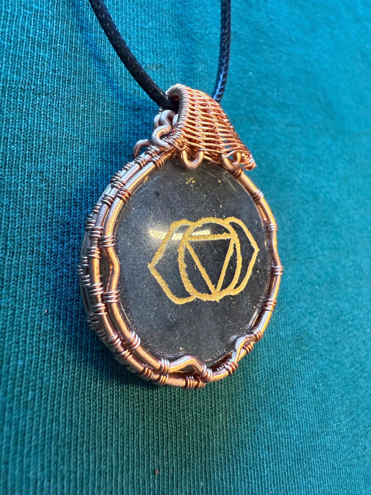 Copper wire wrapped Chakra Pendants (includes free cord necklace) SOLD SEPARATELY