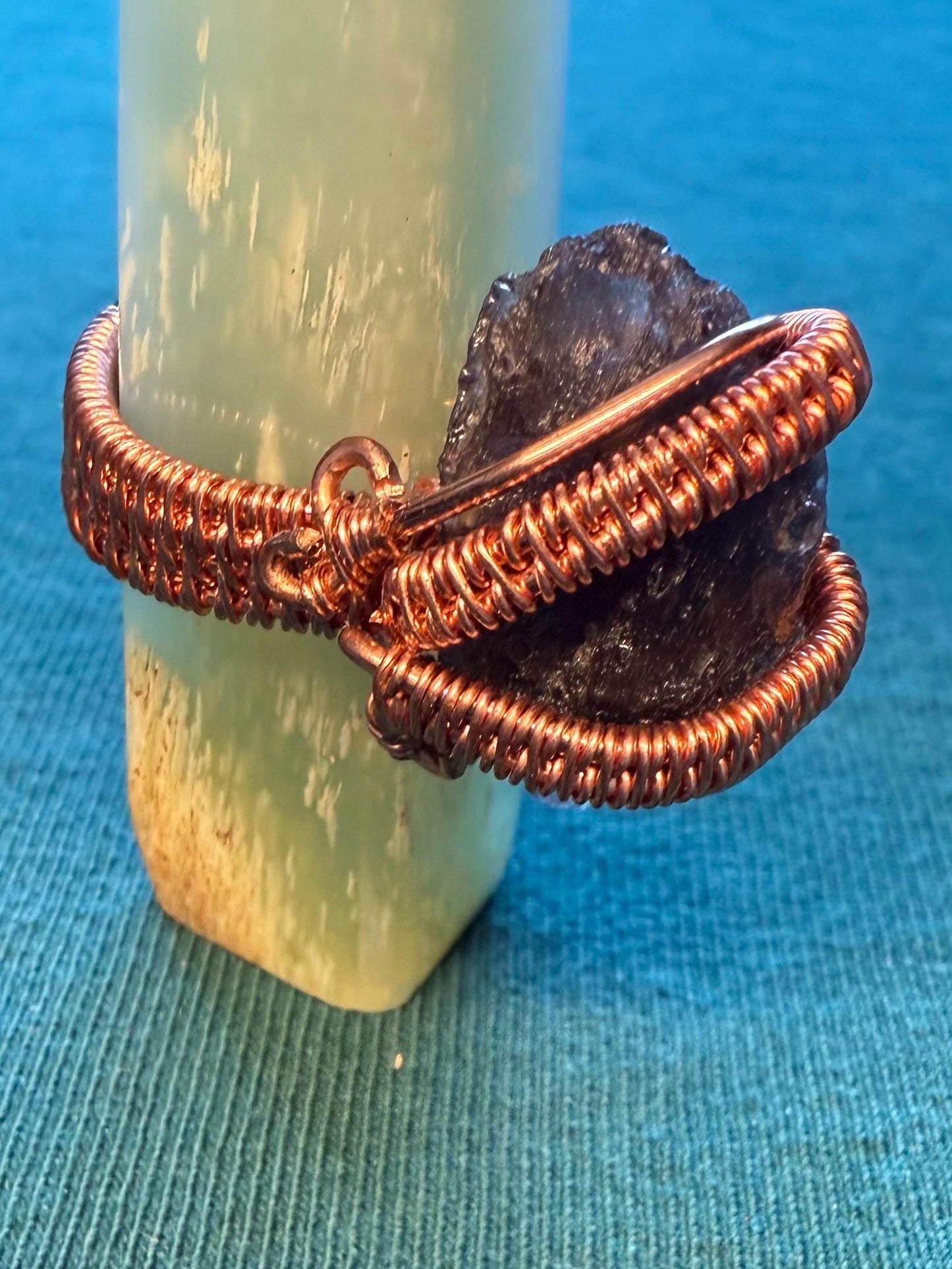 Handmade Copper Wire Wrapped Tektite Ring