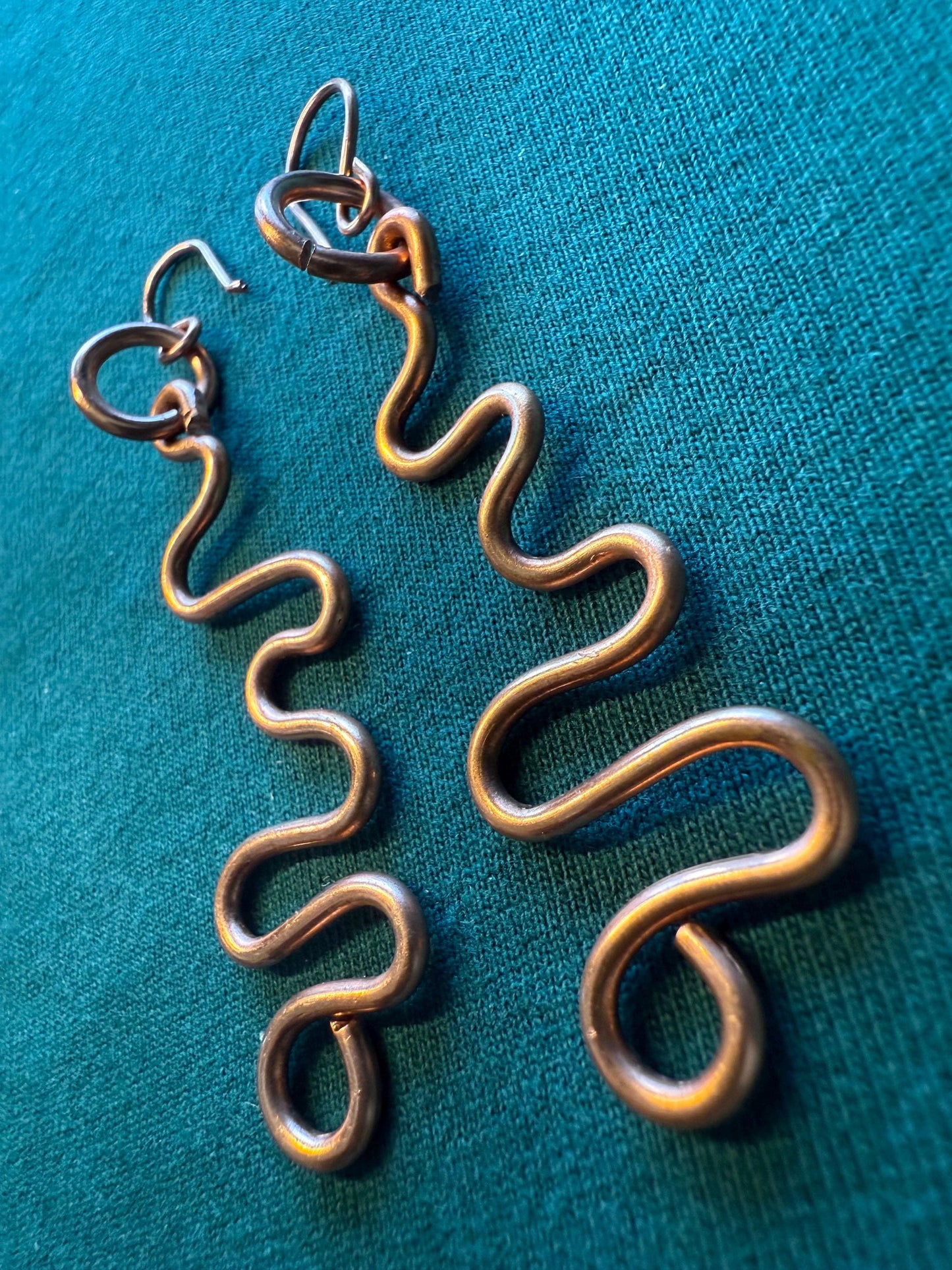Copper Dangle Drop Ankh Earrings