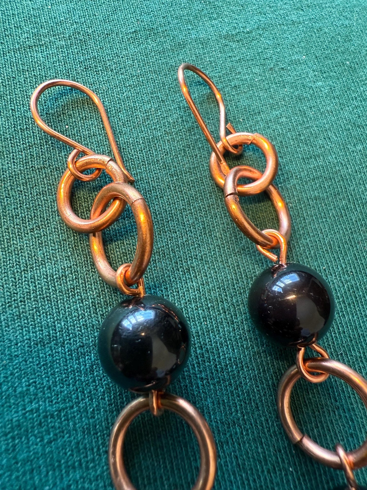 Copper Dangle Drop Ankh Earrings
