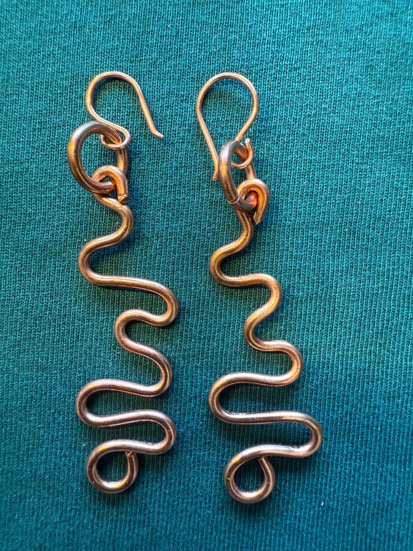 Copper Dangle Drop Ankh Earrings