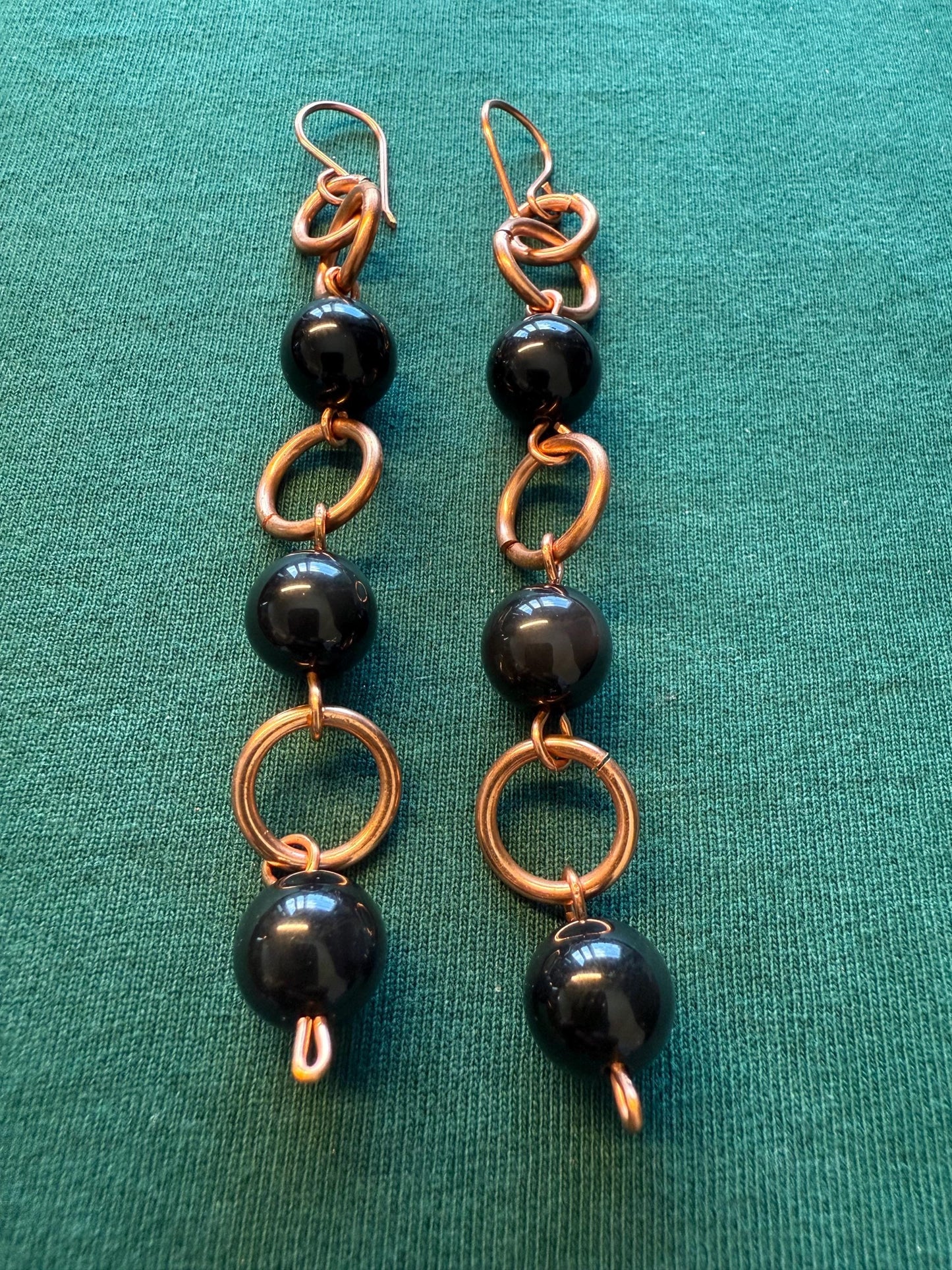 Copper Dangle Drop Ankh Earrings