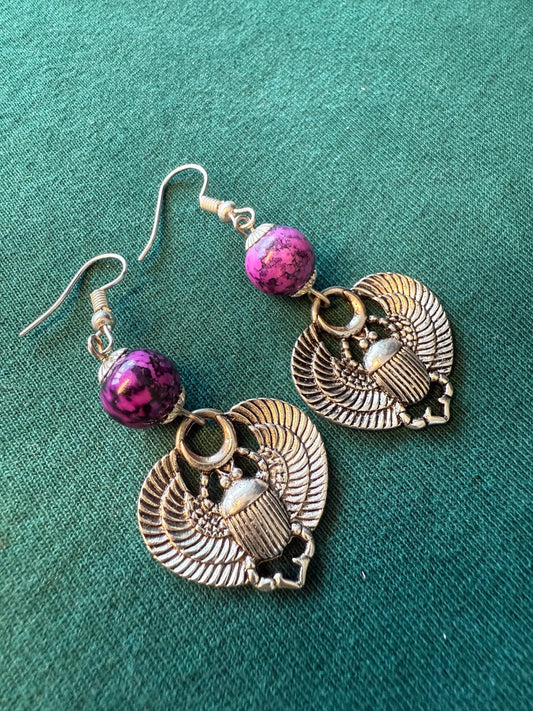 Blue Stone Dangle Drop Earrings